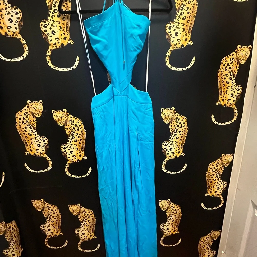 PatBO Bright Blue Backless Cutout Jumpsuit - Picture 2 of 6